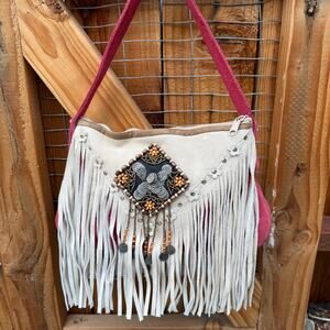 Faux Suede Fringe Embellished Purse